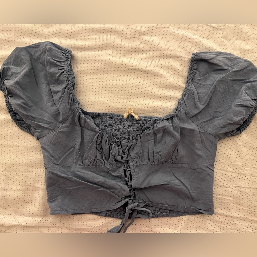 Pacsun corset crop top w/ puff sleeves